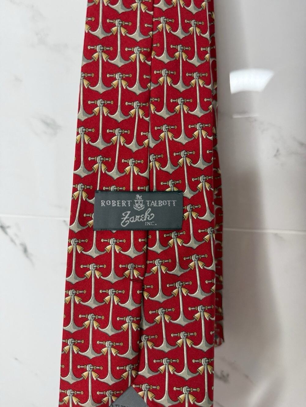 VINTAGE Robert Talbot Tie Silk 57x3.5" Anchors Captain Cruise Nautical Necktie